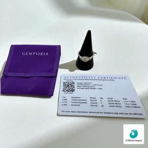 Anillo Gemporia Diamante Amarillo y Blanco Plata de Ley Talla N a Q Edición Limitada - Imagen 1 de 7