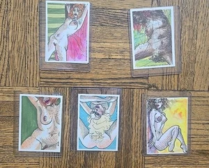 5 ACEO Original Art Trading Cards Sexy Graphic Nudes Signed By Artist In 2010 - Picture 1 of 5