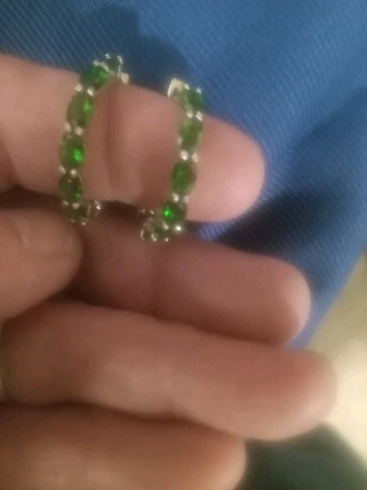 Diopside 925 Sterling Silver Earrings Natural Chrome, CE31743 - Image 1 of 3