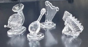 KRISTALKOLOR Crystal Musical Paperweights French Horn Harp Mandolin Accordion - Picture 1 of 16