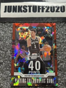 2023-24 Contenders Optic Victor Wembanyama 175 Red Ice prizm Numbers Game Rookie - Picture 1 of 5