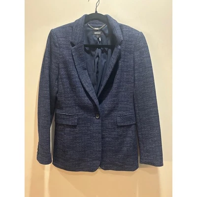DKNY Blazer Tweed Chaqueta de Carrera Negocios Informal Azul Talla 8 Para Mujer Foto 1 de 4
