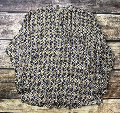 VTG Montage Pour Homme Silk Shirt Mens XL Geometric Button Up Long Sleeve - Image 1 of 4