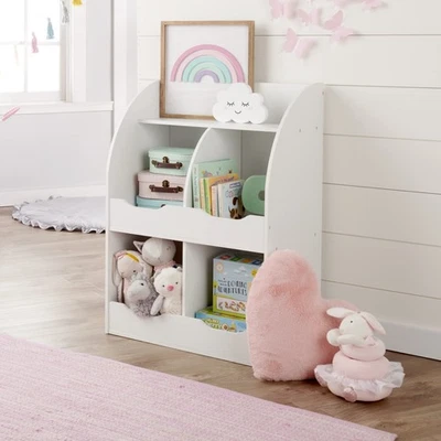 Kids Bookshelf and Toy Storage Organizer - Four Bin Design Bookcase for Toddl... - Image 1 of 4
