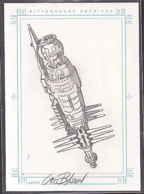 COMPLETE BABYLON 5 THE RA 2002 CHRIS BOLSON HAND DRAWN B5 SHIP SKETCHAFEX CARD - Image 1 of 2