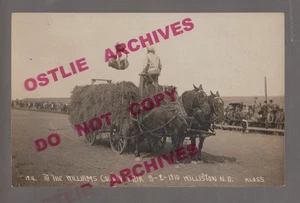 Williston NORTH DAKOTA RPPC 1910 ACROBAT Hay Wagon WOMAN BACKWARD FLIP Fair MAN? - Picture 1 of 4