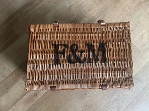 FORTNUM AND MASON F&M WICKER BASKET / PICNIC HAMPER BASKET - 20 x 12 x 9 INCHES - Picture 1 of 6