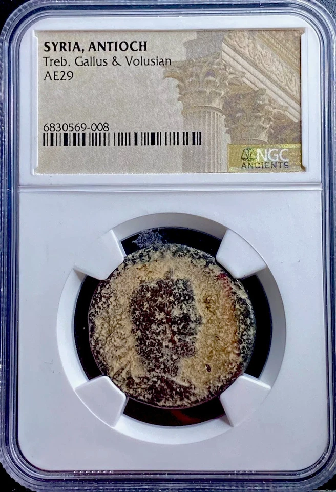 Trebonianus Gallus and Volusian Genuine NGC 251-253AD Ancient Roman Coin Temple - Image 1 of 4