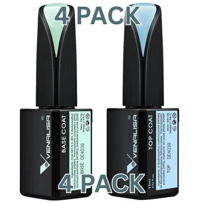 VENALISA 4 шт. 15 мл гель для ногтей основа и верхнее покрытие комплект, без протирки высокий глянец - Изображение 1 из 4