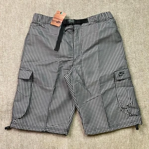 Nike Swim Shorts Windbreaker 2000s Button Up Crotch Belted Cargo Vintage Grey M - Foto 1 di 10