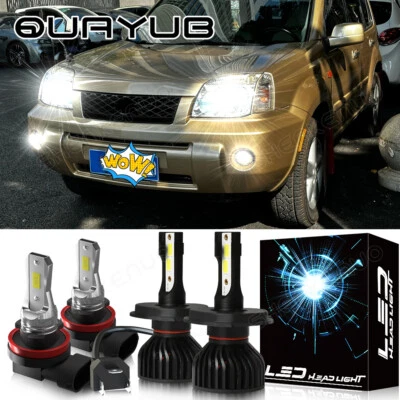 Combo de faros LED + antiniebla blanca 6000K 4x para Nissan X-Trail 2005 2006 Foto 1 de 4