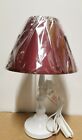 MAROON SHADE WHITE BASE Table Lamp Light Night Bed Room Dressing Dine Decor Gift
