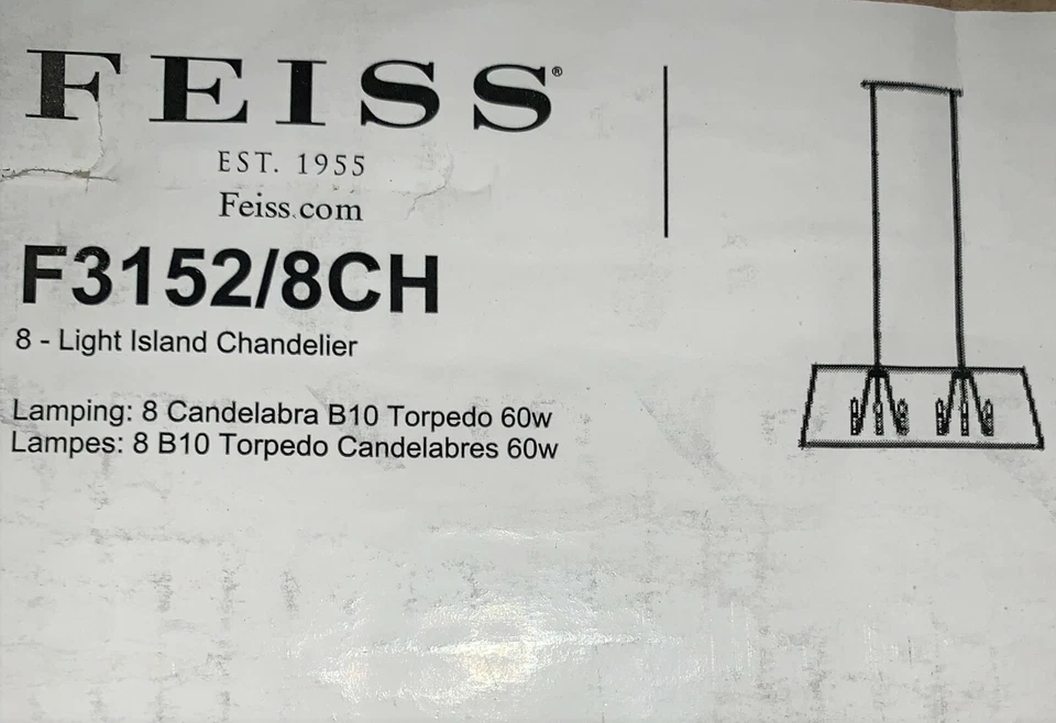 Lámpara de araña Feiss (F3152/8CH) Conant 8 luces 13 pulgadas cromada Foto 1 de 1