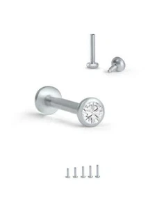 316L Surgical Steel Labret Stud Nose Ring Monroe Ear Cartilage 2.5mm CZ 18G 16G - Picture 1 of 1