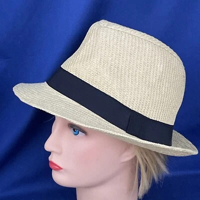 J CREW Sombrero de Conducción del Abuelo Fedora Paja de Papel Banda Negra Sombrero Gorra OSFM ❤️blt15m Foto 1 de 4