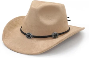 Sombrero de vaquero para mujer y hombre de fieltro de ala ancha de gamuza - Imagen 1 de 12
