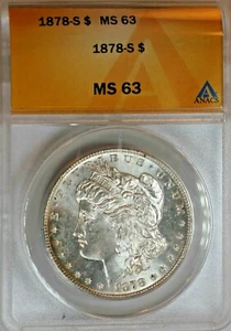 1878 S $  ANACS MS 63 - Morgan Silver Dollar, Miss Liberty Head $1 - Picture 1 of 2