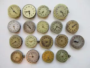 Konvolut Vintage 1920-30er Jahre (Taschen-) Uhrwerke Ø 19,5 - 23,5 mm - for parts - Bild 1 von 3