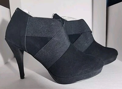 Botín Avon Cushion Walk para mujer talla 11 negro gamuza genuina ribete elástico cremallera Foto 1 de 4