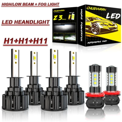 For Jaguar X-Type 2004-2008 LED Headlights High+Low Beam Fog Light Bulbs Kit 6x - Image 1 of 4
