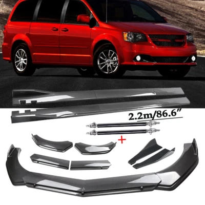 For Dodge Grand Caravan Carbon Fiber Front Bumper Rear Lip Spoiler Body Kit Side - Image 1 of 4