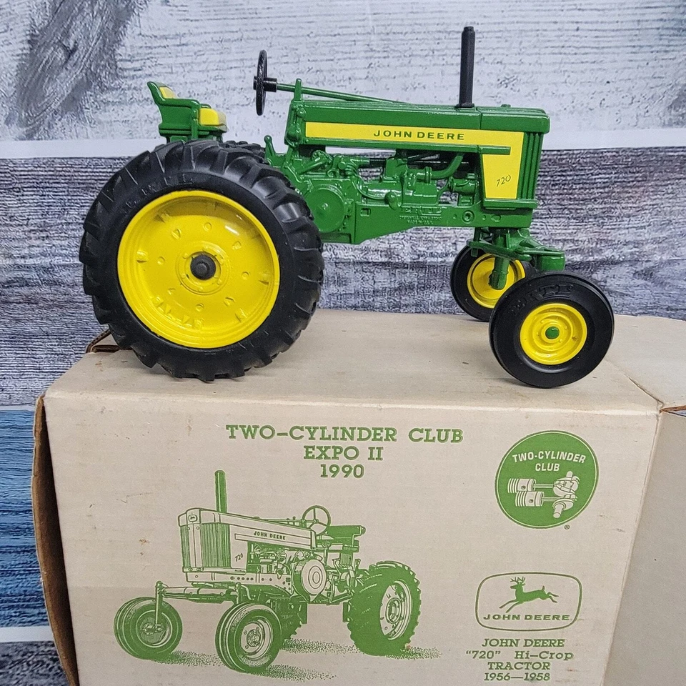 Vtg 1990 Ertl 1/16 scale John Deere 720 row-crop 2 cylinder expo green diecast  - Image 1 of 4