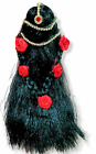 Perruque cheveux ouverts en microfibre noire décorée pour tous les Devi Idol-6 pouces