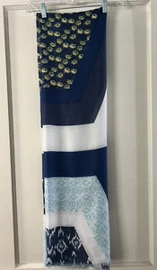 Orvis Pashmina Scarf 41" x 76" Blues, Aqua, White & Yellow (A26A6) - Picture 1 of 5