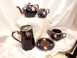 Gibson & Sons Silvoe Art Ware Tea Pot Set Albany & Harvey Blue Numbered Burslem - Picture 1 of 12