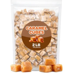 Caramel Cubes Candy - 2 Pound Bulk Pack (About 135 Count) - Classic Creamy Squar - Picture 1 of 6