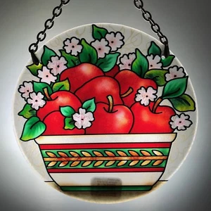 Joan Baker Handbemalter Sonnenfänger - MC165R - Apfel Obstgarten Kunstglas Natur Neu - Bild 1 von 3