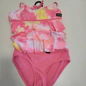 Justice Girls Tankini Swim suit bathing Pink Ruffles 2Pc Set Size Large - Picture 1 of 2