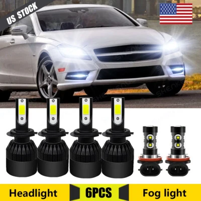 For Mercedes-Benz CLS550 2007 2008 2009-2011 6PCS LED Headlight+Fog Light Bulbs - Image 1 of 4