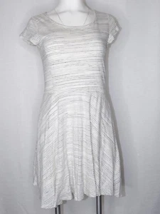HEATHER Small Stripe Dress Off-white Black Fit & Flare Short Dress - Picture 1 of 6