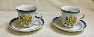 2 Mikasa Country Club gelb blau Tassen und Untertassen ca 500 508 Japan TOP - Bild 1 von 8