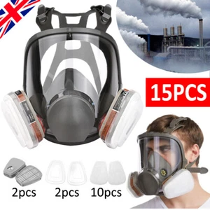 6800 Full Face 15 IN 1 Gas Mask Chemical Vapor Paint Spray Respirator 95% Filter - Picture 1 of 12