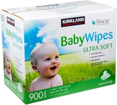 Kirkland Signature Tencel Ultra Soft Baby Wipes 900 Extra Large Wet Wipes NEW