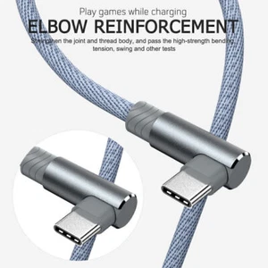 90° Degree Angled USB A to Type C Charger Cable For Samsung S24 S23 A55 Grey 2M - Zdjęcie 1 z 8