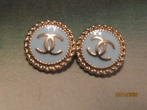 Chanel 2 buttons blue gold tone 16 mm BUTTONS THIS IS FOR 2 - Picture 1 of 4