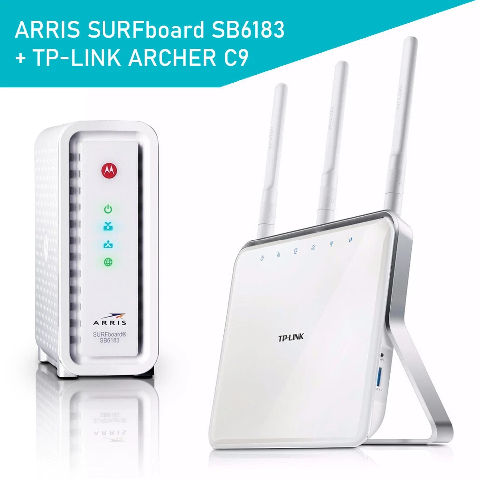 ARRIS SURFboard SB6183 Cable Modem +  TP-LINK Archer C9 Wireless Gigabit Router - Image 1 of 1