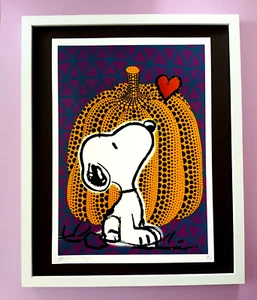 DEATH NYC Signed Large 16x20in Frame Snoopy Yayoi Kusama Pop Art Graffiti COA % - Picture 1 of 6