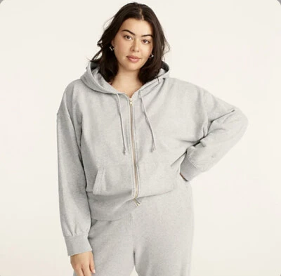 J. Crew NWT University Terry Zip-Up Hoodie with Logo Embroidery - Size XX Large - Image 1 of 4