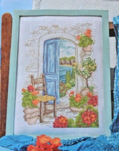 Holiday Memories Sunshine On Mediterranean Courtyard Sampler Cross Stitch Chart - Picture 1 of 1