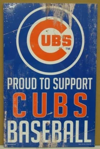 CHICAGO CUBS PROUD TO SUPPORT CUBS BASEBALL WOOD SIGN 11"X17'' NEW WINCRAFT - Picture 1 of 1