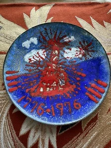 Vintage Modernist MidCentury Emaille auf Kupfer US 200 Jubiläum Teller 1776-1976 - Bild 1 von 14