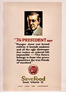 1918 /ORIGINAL WWI POSTER / “THE PRESIDENT SAYS.. “/ LINEN BACKED / FOOD /WILSON - Picture 1 of 2