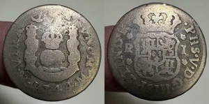 1744 Mexico 1 Real Silver Coin Circulated Philip V Mo M Pillars Globe Reales - Picture 1 of 7