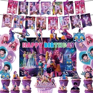 KPOP Devil Hunters Birthday Party Supplies Set Backdrop Cake Toppers Balloons - Picture 1 of 21