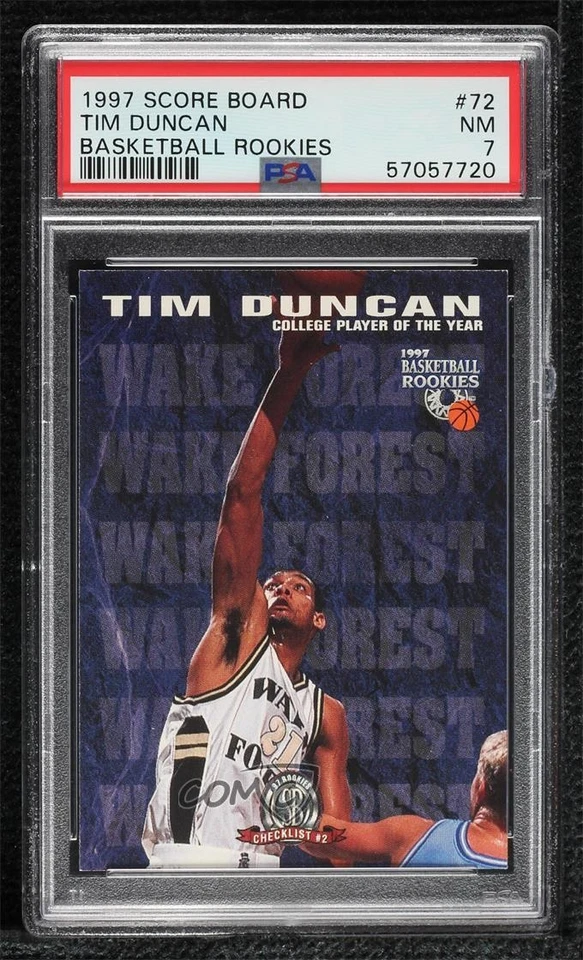 1997 Score Board Rookies Tim Duncan #72 PSA 7 RC HOF - Image 1 of 2