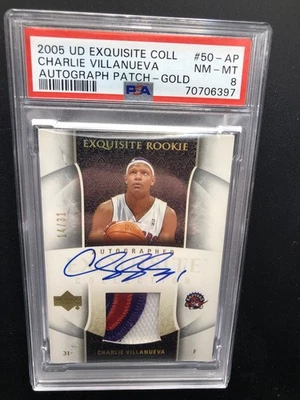 2005 UD EXQUISITE RC FAT PATCH AUTO GOLD RPA CHARLIE VILLANUEVA #/31 PSA 8 NM-MT - Image 1 of 2